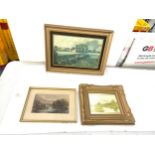 Selection of 3 framed pictures and prints largest measures approximately 11 x 13 inches