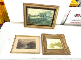 Selection of 3 framed pictures and prints largest measures approximately 11 x 13 inches