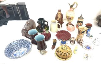 Selection of pottery miscellaneous to include Steins, Sylvac beetroot, 3 handled vase, Denby mugs,