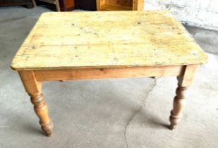 Vintage pine scrub top table with drawer to one end, approximate measurements Height Width length,