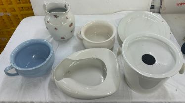 Selection of vintage chamber pots etc