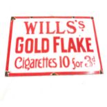 Advertising metal Wills Goldflake cigarettes sign measures approximately 14 inches wide 9.5 inches