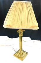 Vintage brass Nelson column based lamp with shade measures approx 26 inches tall- in need of