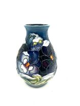 Moorcroft 2009 vase in Christmas Pansy Pattern by Rachel Bishop 5.5 inches tall