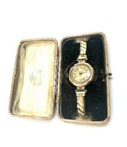 Cased 9ct gold cased antique wrist watch