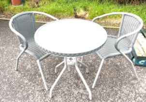 Rattan metal and glass bistro set