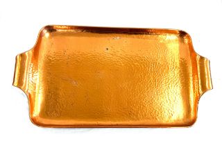 Antique newlyn school copper tray measures approximately 21 inches wide 11 inches depth