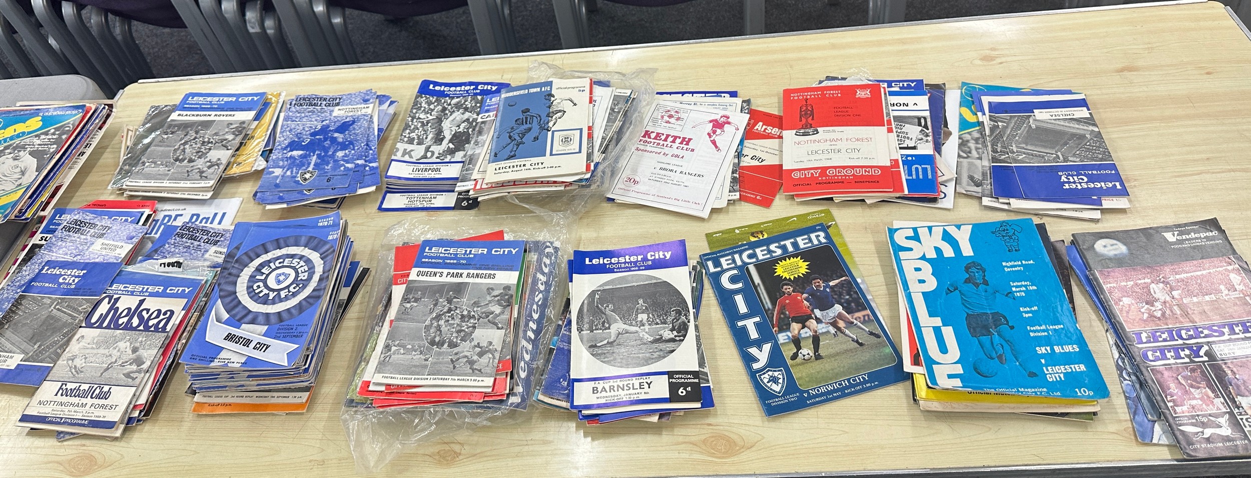 large selection of football programs from the 60s onwards