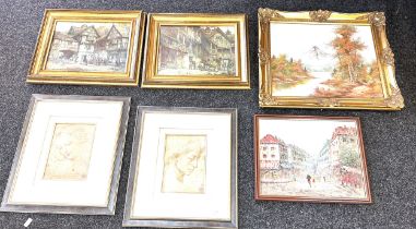 Large selection of framed prints and pictures, various scenes, largest frame measures 29.5 x 26