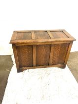 Large oak blanket box measures approximately 28 inches tall 42 inches wide 20 inches depth