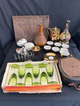 Selection of miscellaneous to include a tea service, column box etc