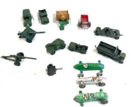 Selection Britian's military vintage metal toys, dinky etc