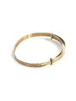 Vintage 9ct gold christening bangle, total weight 3.6 grams