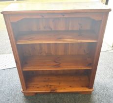 Pine 3 shelf bookcase, approximate measurements: Height 39 inches, width 33 inches ,depth 11 inches