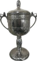 Stunning sterling silver arts and crafts lidded trophy by A E Jones, approximate weight 1850g,