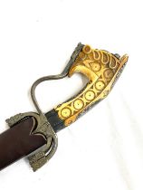 Fine antique Omani made Arab Nimcha sword, total length 99cm, scabbard leather is a replacement