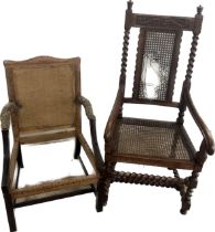 Two antique carver chairs in need of restoration tallest measures approx 15 inches tall