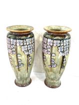 A pair of Royal Doulton stoneware baluster vases, stamped 'F J' and numbered 7919, 26.5cm high