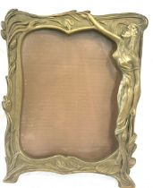 Vintage decorative lady figurine brass photo frame, approximate measurements: 12 x 9 inches