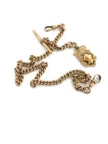 Antique 9ct gold albert pocket watch chain and fob, total weight 46.6 grams
