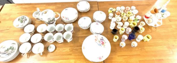 2 part vintage tea services together with a collection of egg cups