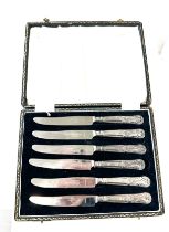 Cased set of vintage silver handled knives Joh wigfal and co