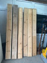 Two solid pine columns and four side panels the columns measure approx 94.5 inches tall by 8.5