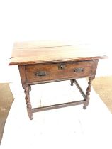 Antique oak 1 drawer side table measures approximately 30 inches tall 34 inches wide 23 inches