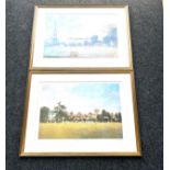 2 framed signed prints by Roy Perry, titled Sherbourne, Taking guard at Bath, frame measurements