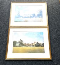 2 framed signed prints by Roy Perry, titled Sherbourne, Taking guard at Bath, frame measurements