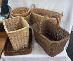 Large selection of assorted wicker baskets