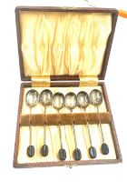 Cased set of 6 silver coffee spoons