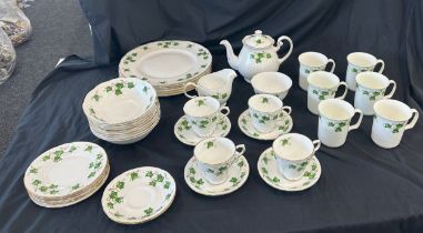 Colclough bone china Ivy tea set includes 6 large plates, 6 small plates, 6 saucers, 9 desert