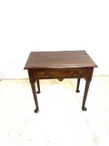 Antique mahogany pad foot 1 drawer hall table measures approximately 28 inches tall 30 inches wide