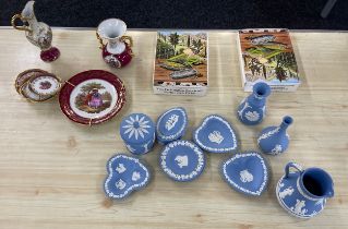 Selection of pottery includes Wedgwood etc