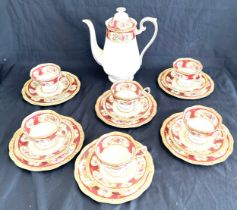 Royal Albert Lady Hamilton 19 piece coffee set to include coffee pot, cups, plates etc Overall