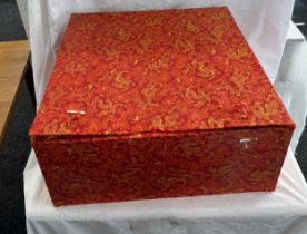 Large boxed oriental bowl, marks to base measures approximately 19 inches diameter