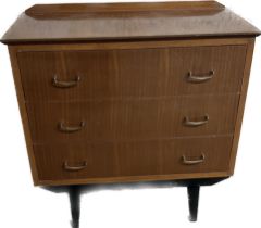 1960s teak 3 drawer chest measures approximately 30 inches tall 30 inches wide 16 inches depth