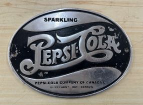 Sparkling Pepsi-Cola advertising sign measures approximately 10 inches by 7.5 inches