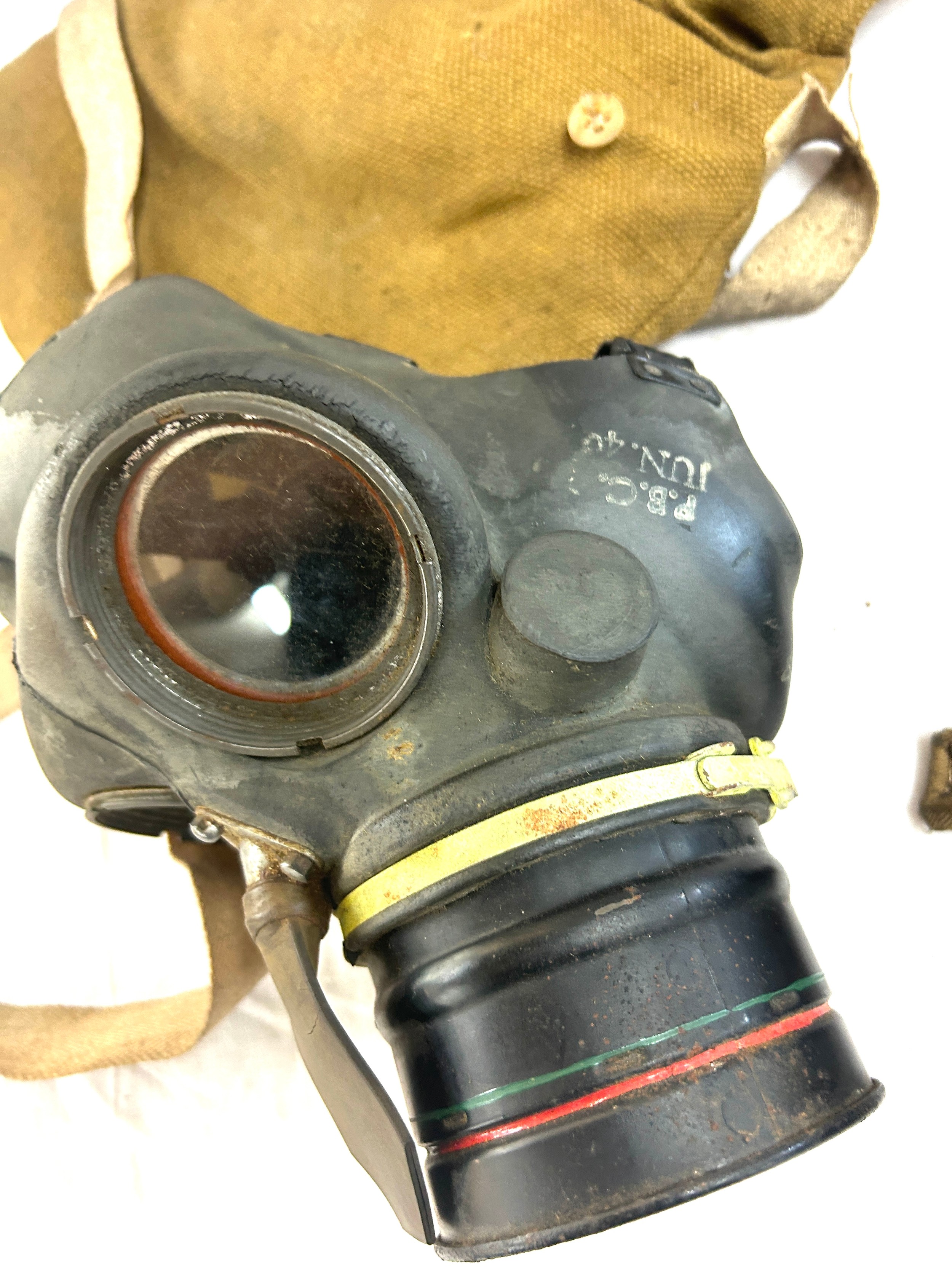 WW2 Wardens helmet and gas mask with bag - Image 2 of 5