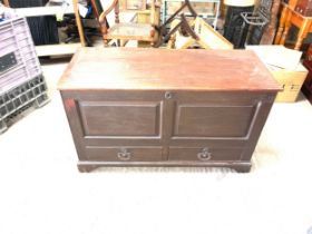 Antique 2 drawer coffer measures approximately 30 inches tall 49 inches wide 20 inches depth