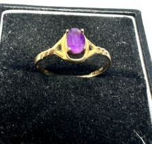 9ct gold vintage amethyst solitaire twist ring (1.2g)