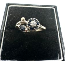 14ct gold vintage sapphire & diamond ring (2.5g)