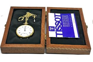 Gents TISSOT Gold Tone Pocket Watch Hand-wind Working Boxed