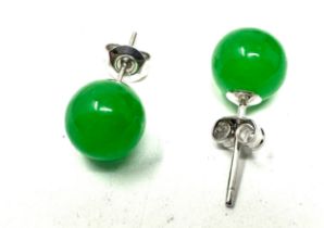 14ct gold green quartz stud earrings (2.3g)