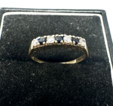 9ct gold vintage cubic zirconia & sapphire dress ring w/ 'i love you' detailing (1.3g)