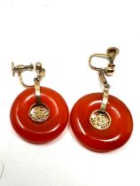 9ct gold carnelian drop earrings (8.5g)