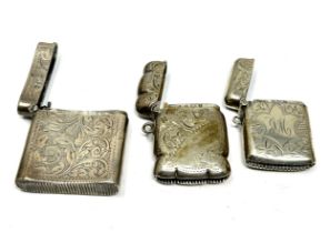 3 x .925 sterling vesta / match cases