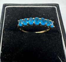 9ct gold 7 stone blue gemstone dress ring (1.8g)