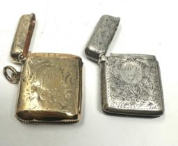 2 x antique silver vesta cases